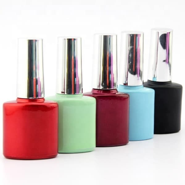 Cosmetic packaging — Flat Square Shape Fancy Colorful 8ml Glass Nail Polish Bottle for Soak Off Gel Polish