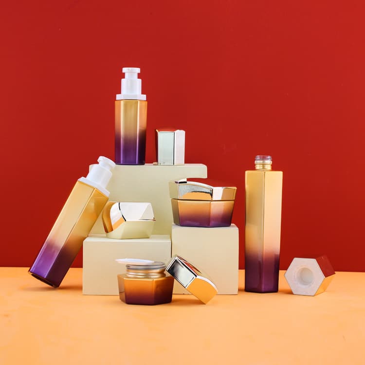 Cosmetic packaging — Luxury Beauty Empty Cosmetic package Containers 50g Wide Mouth Facial Eye Cream Hexagonal Glass Jars