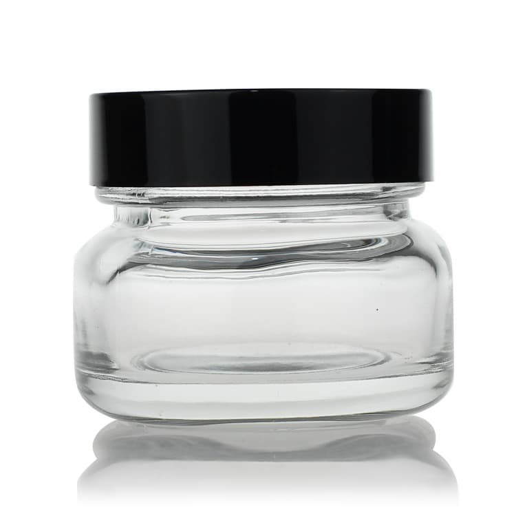 Cosmetic packaging — cosmetic packaging 50g cream glass jar black lid for skincare facial cream