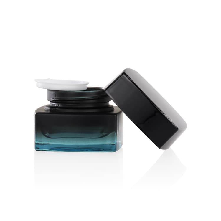 Cosmetic packaging — Luxury gradient color Glass jar 20g skin care Cream Jars Cosmetic Packaging Set with black Cap