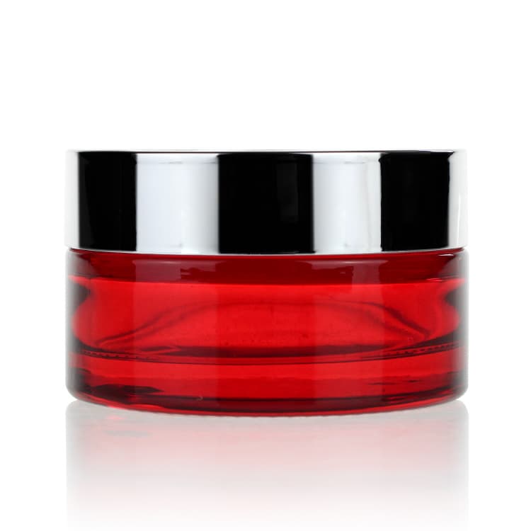 Cosmetic packaging — Wholesale  50g 30G red cosmetic packaging jar empty skin care face cream jars container silver lid