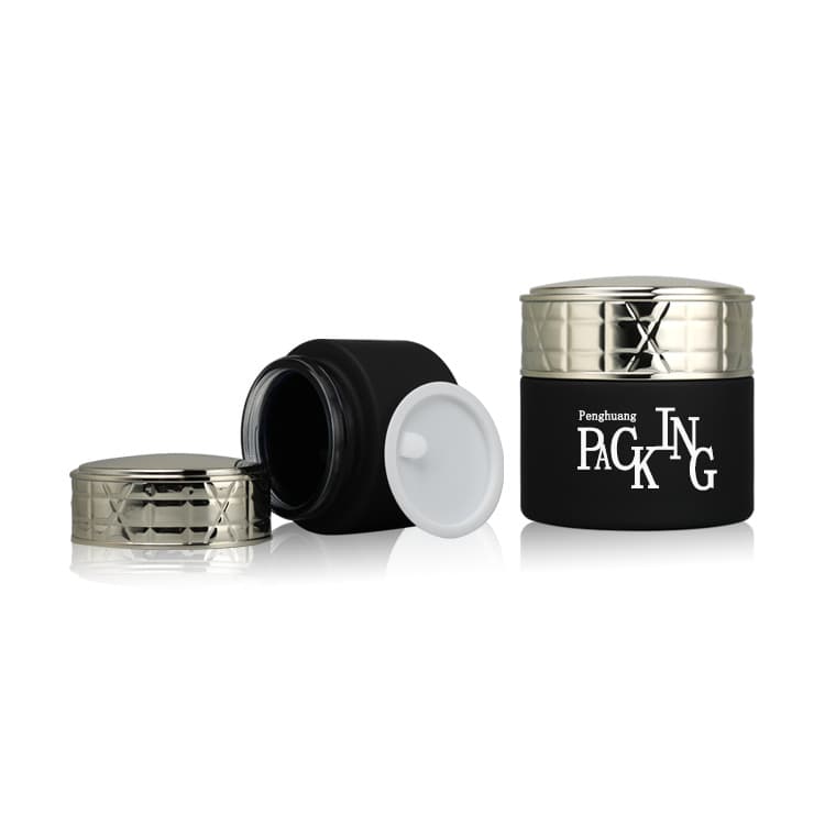 Cosmetic packaging — New Arrival Luxury empty 50g Glass Cosmetic packaging eye Face Cream jar Set skin care Facial Cleanser jar rubber paint