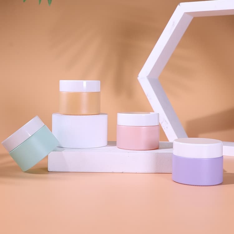 Cosmetic packaging — New Arrival Luxury Empty 50g Cosmetic Package Matte Painting Glass Cream Jar With White Screw Lids