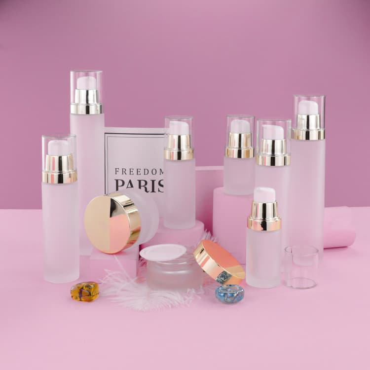 Cosmetic packaging — Cosmetic Packaging 30g Empty Frosted Glass Bottle Containers Glass Cream Jar with Gold Screw Lid Cosmetic Jars