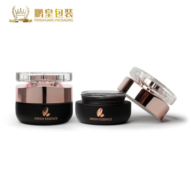 Cosmetic packaging — Wholesale Cosmetic Packaging Set 30g 50g Empty Makeup Container Black Glass Skincare Cream  Jar Screw Lid
