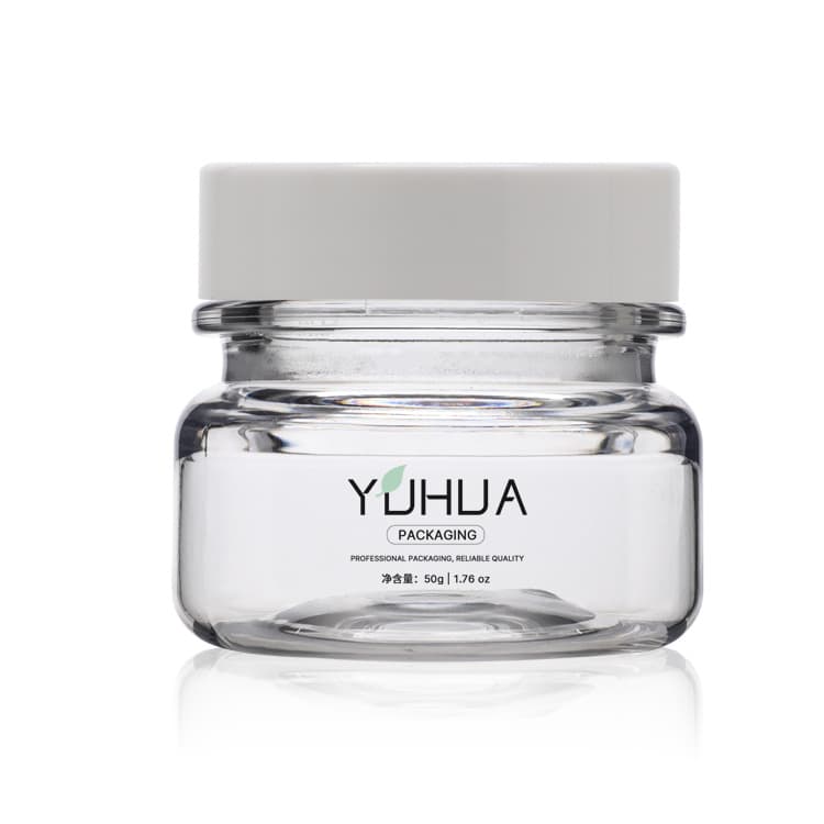 Cosmetic packaging — Private Label Cosmetic Empty Jars 50g Skin Care Face Cream Amber Plastic Jar with Screw Cap Eco Friendly Cosmetic Containers