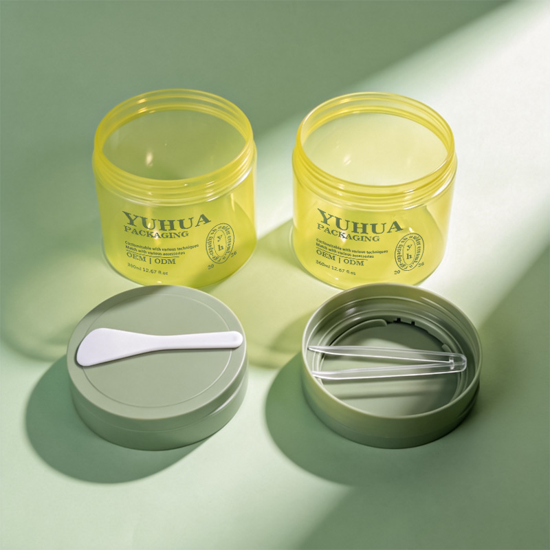 Cosmetic packaging — 360g Plastic Cosmetic Jar with Tweezer Spoon Flip Top for Skin Care Face Cream Makeup Remover Body Scrub & Cleansing Balm (3)