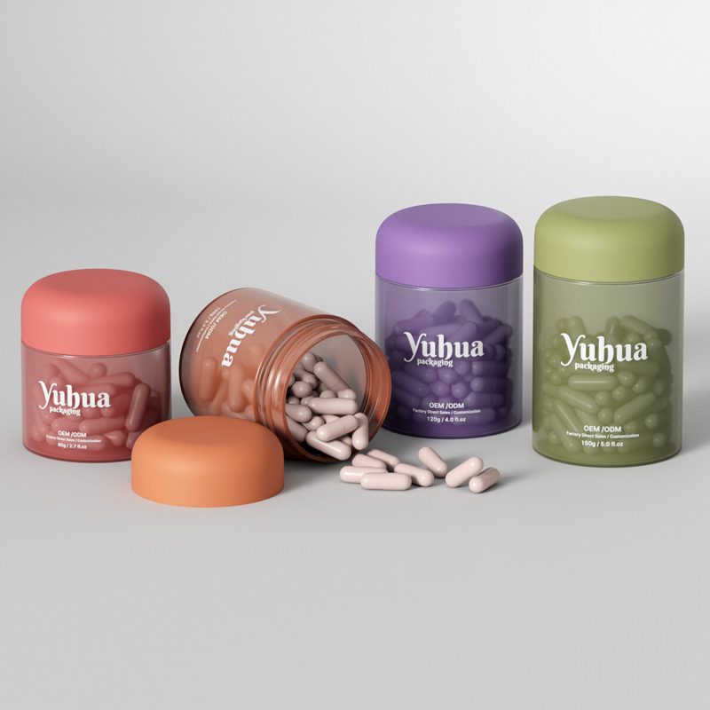Cosmetic packaging — Custom Color Translucent Plastic PET Pill Container Screw Refillable Empty Jar Vitamin Capsule Medicine Health Supplement Bottle (3)