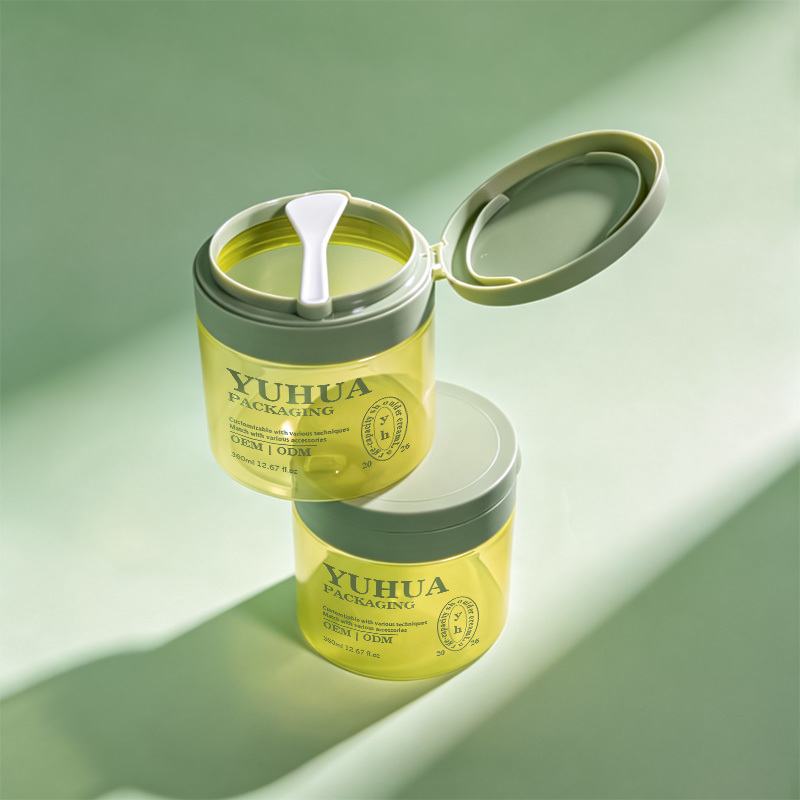 Cosmetic packaging — 360g Plastic Cosmetic Jar with Tweezer Spoon Flip Top for Skin Care Face Cream Makeup Remover Body Scrub & Cleansing Balm (2)