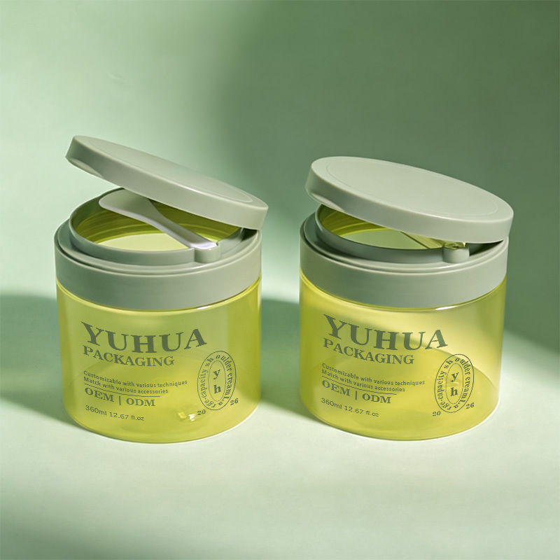 Cosmetic packaging — 360g Plastic Cosmetic Jar with Tweezer Spoon Flip Top for Skin Care Face Cream Makeup Remover Body Scrub & Cleansing Balm (4)