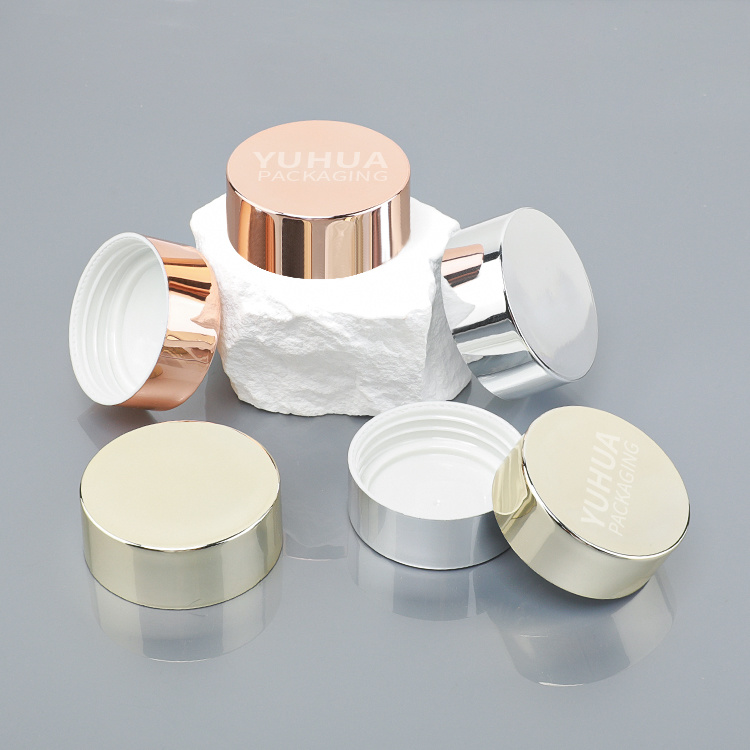 Cosmetic packaging — Cosmetic Jar Aluminum Screw Caps 56mm 52mm Cosmetic Jar Rose Gold Cap Round Plastic Screw Cap (4)