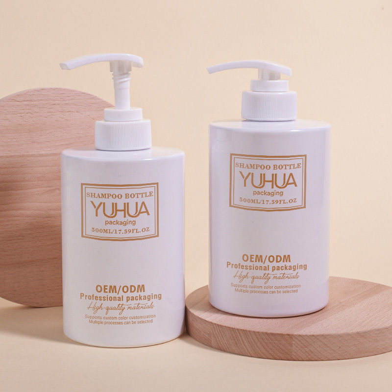 Cosmetic packaging — Custom Flat Shoulder Round Shape Lotion Bottle 500ml Shampoo Hand Wash Bottle Body Wash Conditioner Skincare Packaging OEM ODM (2)