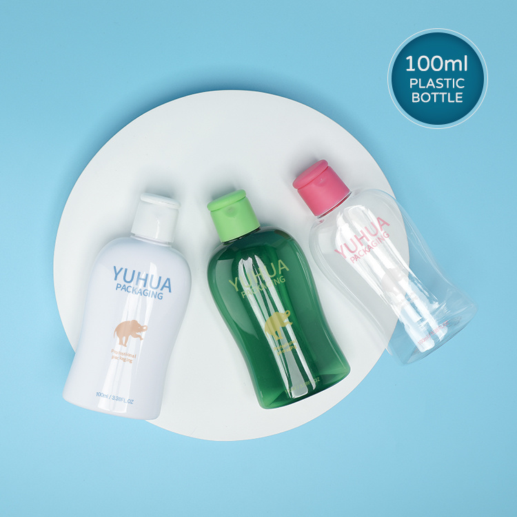 Cosmetic packaging — Factory Direct Sale Flip Cap Squeeze Bottle PET Shampoo Bottle 100ml Rectangle Body Wash Plastic Bottle (4)