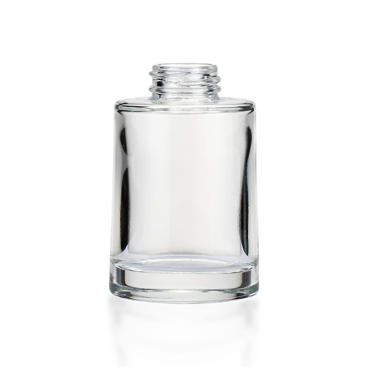 Cosmetic packaging — round glass bottle cosmetic packaging 30ml transparent foundation glass bottle pump with black cap (4)