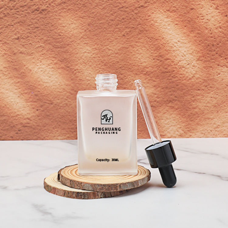 Cosmetic packaging — Free Sample Square Clear Serum Bottles 30ml 50ml 100ml Essential Oil Glass Dropper Bottles for Skincare (5)