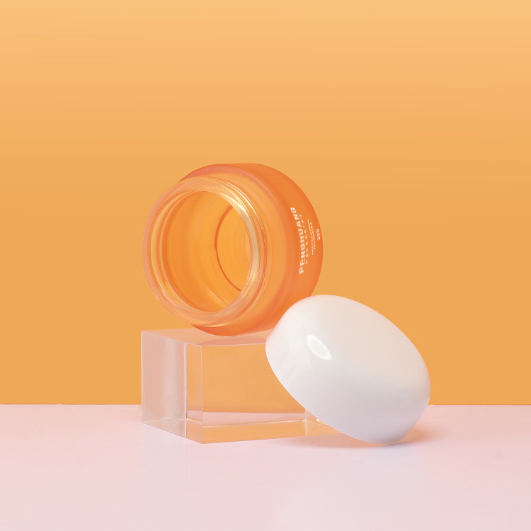 Cosmetic packaging — Wholesale Color Custom 15g 30g Face Body Cream Jar Glass Cosmetic Jar with White Round Cap (6)