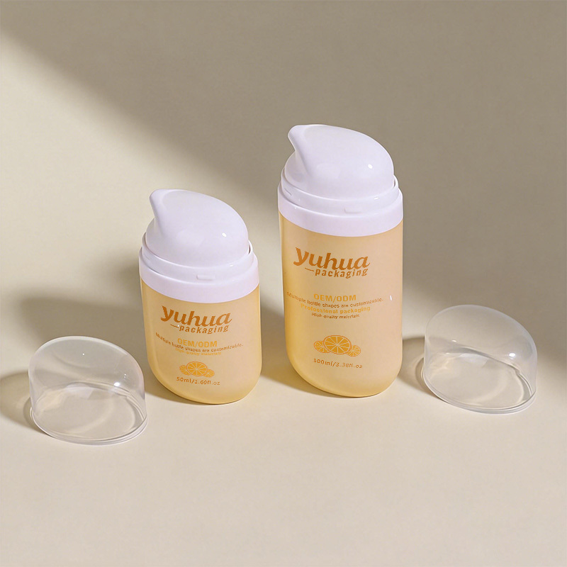 Cosmetic packaging — Customizable Oval Flat PP Plastic Airless Pump Bottle 50ml 100ml Squeeze Vacuum for Lotion BB Cream Sunscreen Skin Care Serum (3)