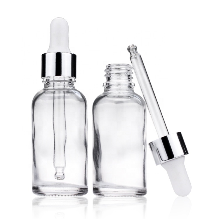 Cosmetic packaging — 1 Oz 30ml Essential Oil Dropper Bottles with Golden Caps Empty Refillable clear Bottle with Glass Eye Droppers (2)
