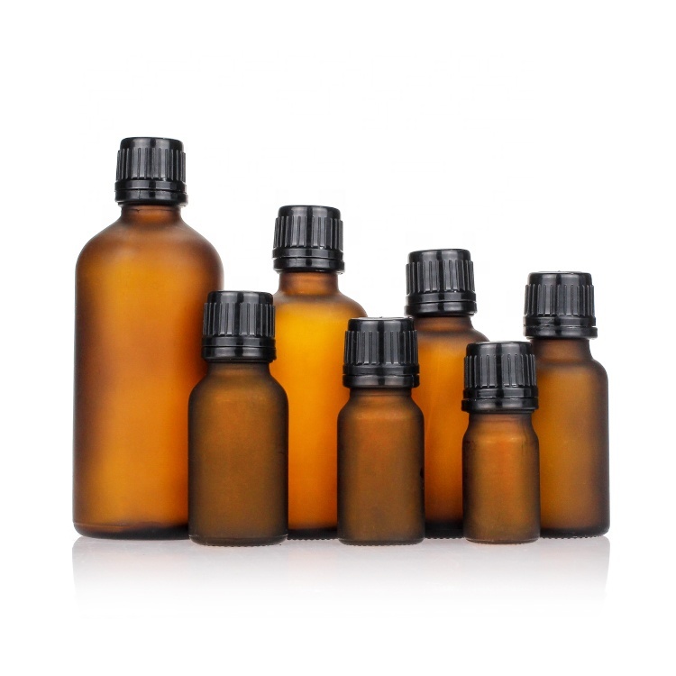 Cosmetic packaging — Frosted 5ml/ 10ml/15ml/20ml/30ml/50ml/100ml  Cosmetic Container Brown Essential Oil Glass Dropper Bottle (4)