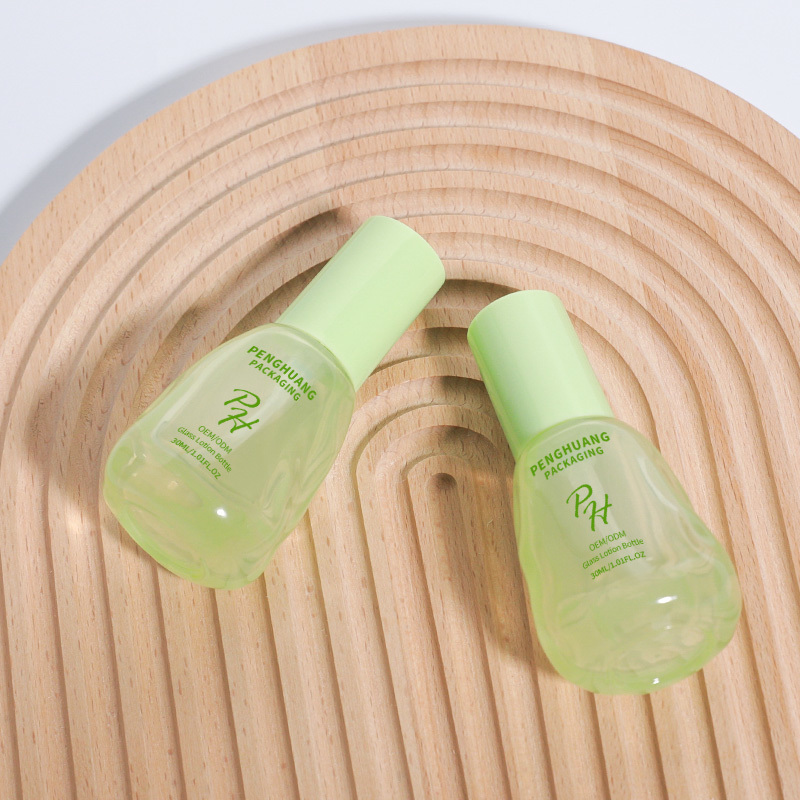 Cosmetic packaging — Hot Sale Avocado Green Frosted Serum Lotion Glass Bottle 30ml 1oz Thick Bottom Skin Care Serum Cream Foundation Bottle (3)