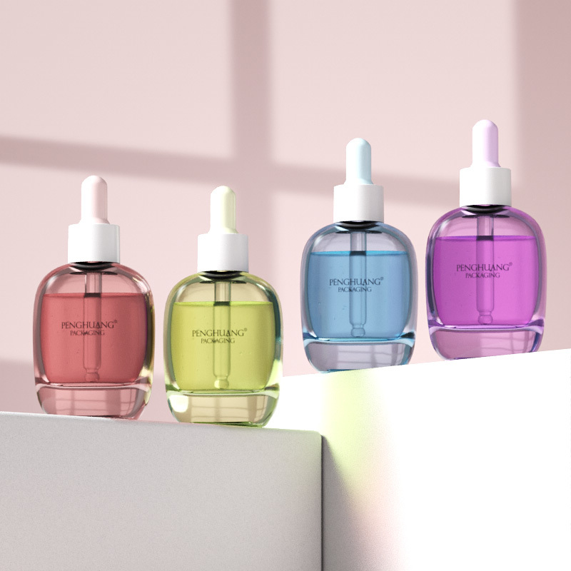 Cosmetic packaging — Custom 30ml Glass Dropper Bottle for Serum Skincare Thick Bottom Flat Essential Oil Bottle Cosmetics Packaging Containers (5)