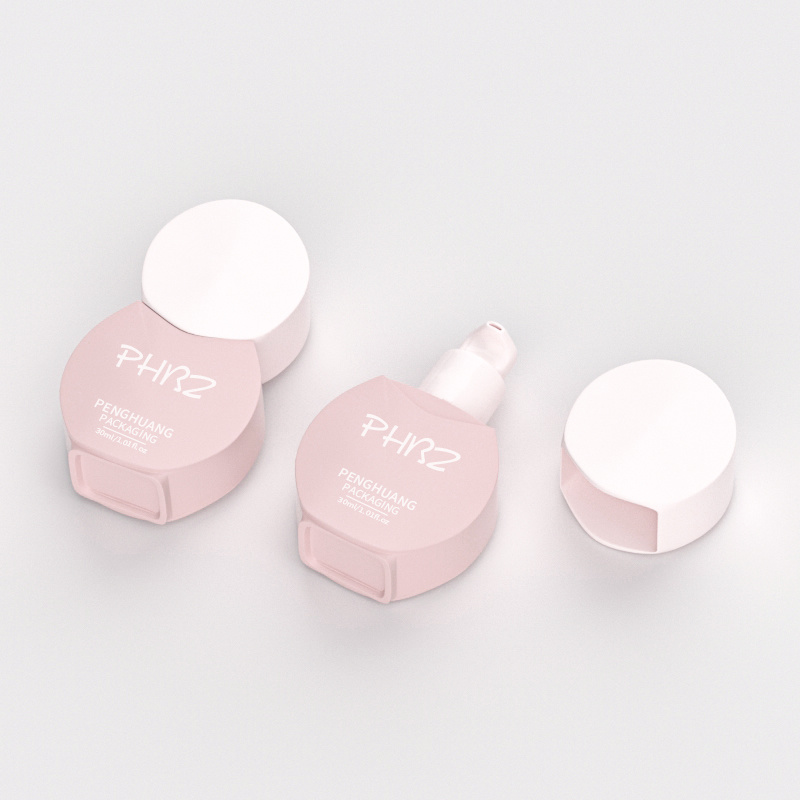 Cosmetic packaging — Custom 30ml Cute Pink Matte Liquid Foundation Bottle with round Cap Cosmetic Press Pump for Skin Care Cream and Facial Cleanser (4)