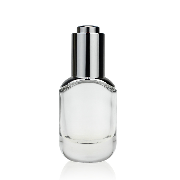 Cosmetic packaging — 30ml unique shape silver uv shoulder cosmetic serum pump dropper bottle (2)
