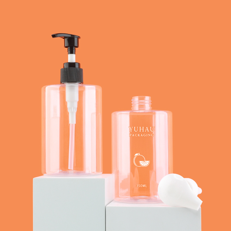 Cosmetic packaging — Accept Custom 350ml Flat Shoulder Round Bottom Pet Plastic Bottles for Shampoo (2)