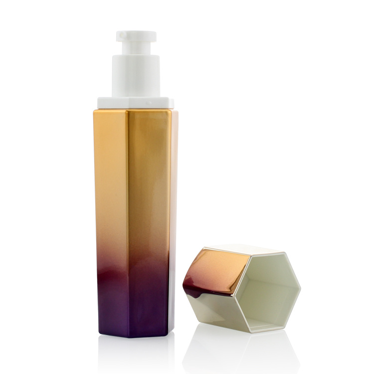 Cosmetic packaging — Luxury  Hexagon Cosmetic Glass Pump Bottle Set Skin Care Series Face Cream Jar Cosmetic Packaging Toning Glass Lotion Bottle (4)