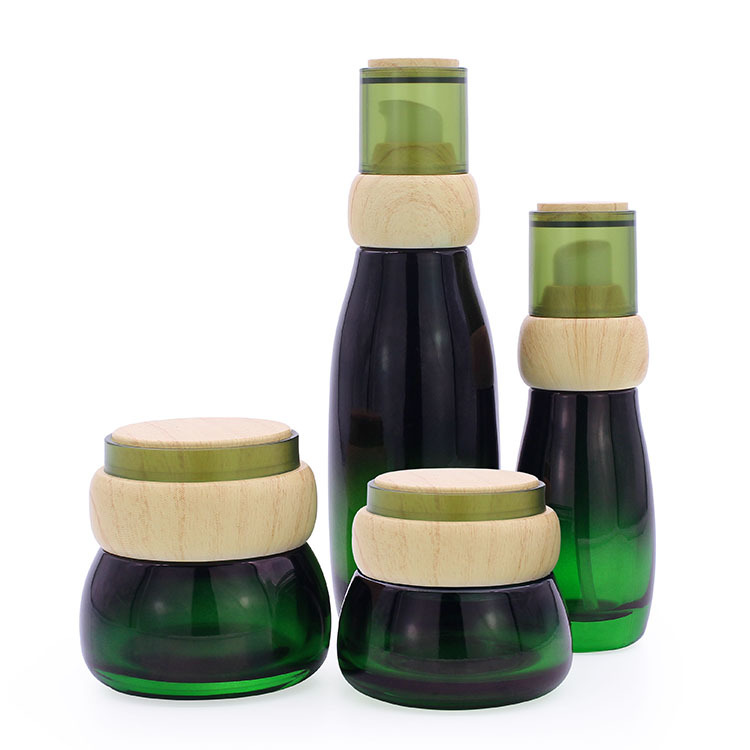 Cosmetic packaging — custom skincare packaging of cosmetic glass green lotion bottle hot sell (2)