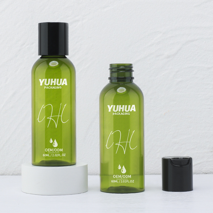 Cosmetic packaging — Flip Cap Lotion Bottle Small Size 50ml 60ml Amber Green PET Plastic Squeeze Bottle with Flip Top Cap (3)