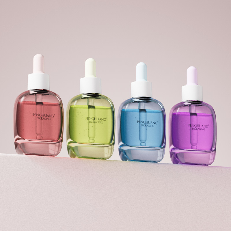 Cosmetic packaging — Custom 30ml Glass Dropper Bottle for Serum Skincare Thick Bottom Flat Essential Oil Bottle Cosmetics Packaging Containers (3)