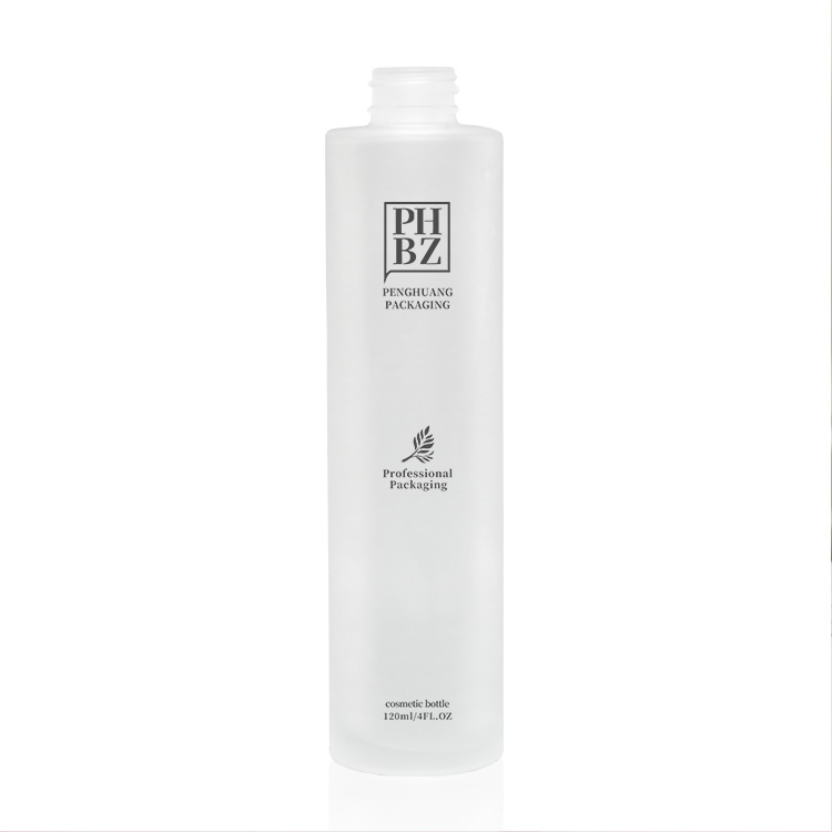Cosmetic packaging — Luxury skincare packaging set frosted glass toner bottle lotion pump supplier custom straight round cosmetic glass lotion bottle (3)