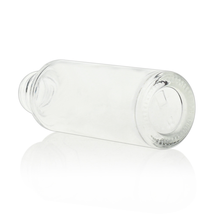 Cosmetic packaging — 20ml 30ml round shape clear foundation serum glass bottle with gold pump (6)