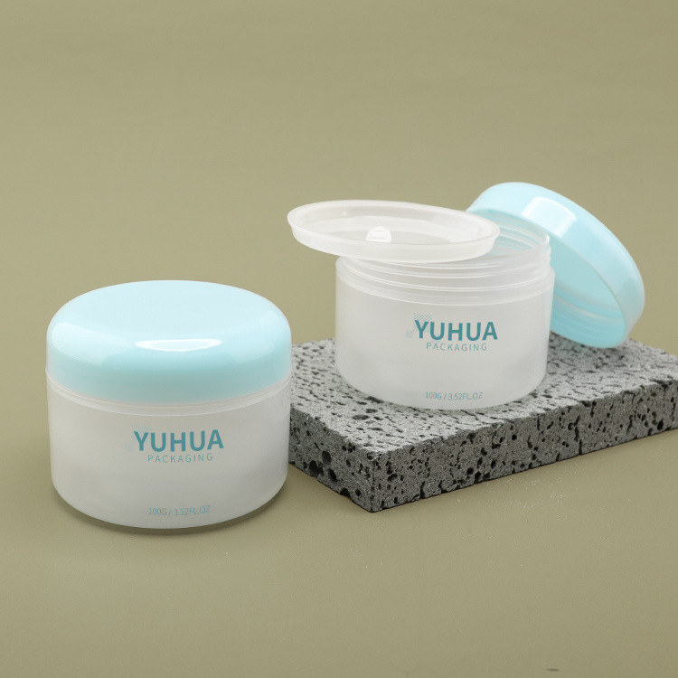 Cosmetic packaging — Double Layer 100ML Frosted PP Plastic Skincare Packaging Face Cream Jars with Screw Top Containers (4)