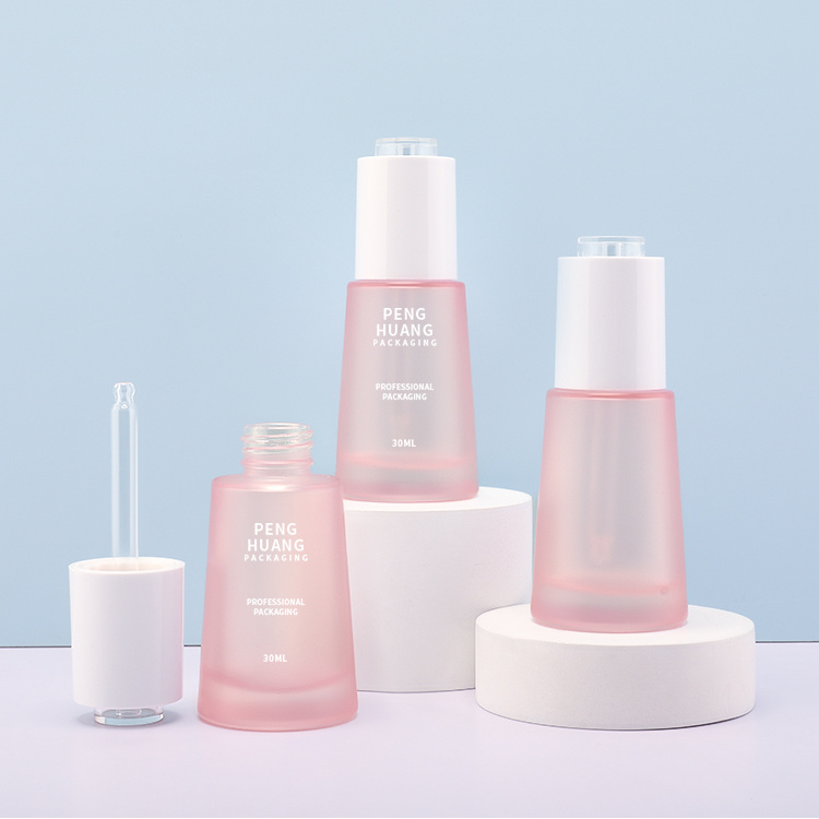 Cosmetic packaging — 1oz 30ml Round Frosted Glass Dropper Bottle for Skin Care Serum & Cosmetic Packaging Screen Printed Hair Oil & Face Serum Bottle (3)