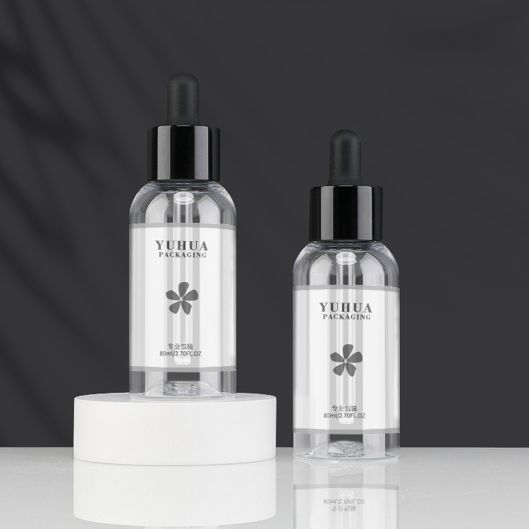 Cosmetic packaging — label custom transparent pet plastic bottle 80ml free sample dropper bottle for serum essential oil lotion (2)
