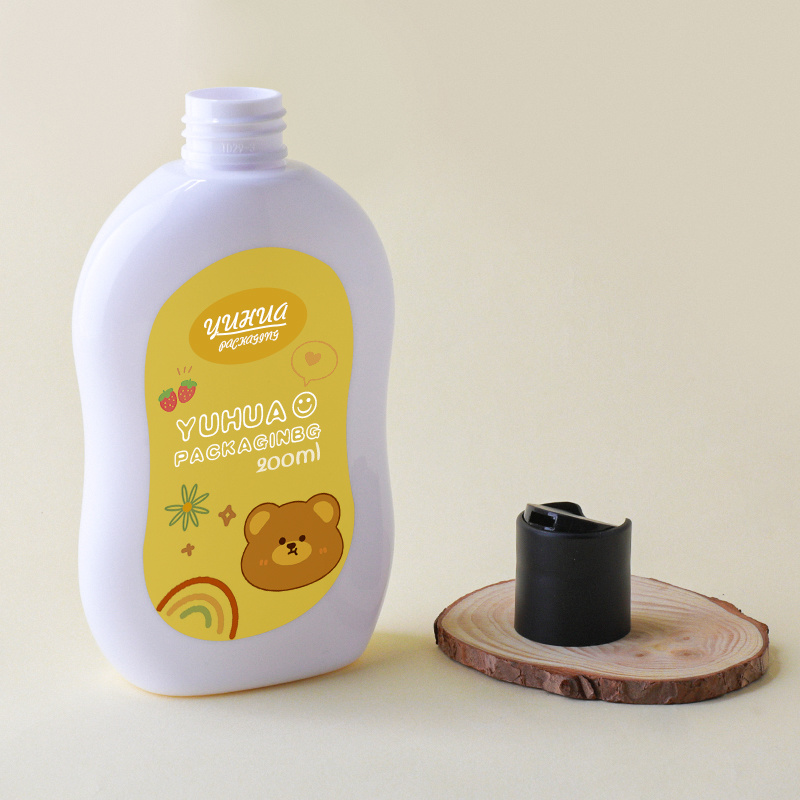 Cosmetic packaging — Refillable Cosmetic Squeeze Containers 200ml Flat Empty Plastic Shampoo and Conditioner Bottles with Disc Top Cap (3)