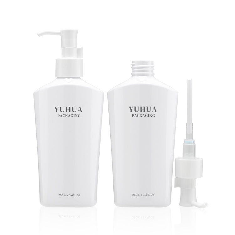 Cosmetic packaging — Empty White Plastic Lotion Bottle Liquid Conditioner 250ml Liquid PET Shampoo Bottles (5)