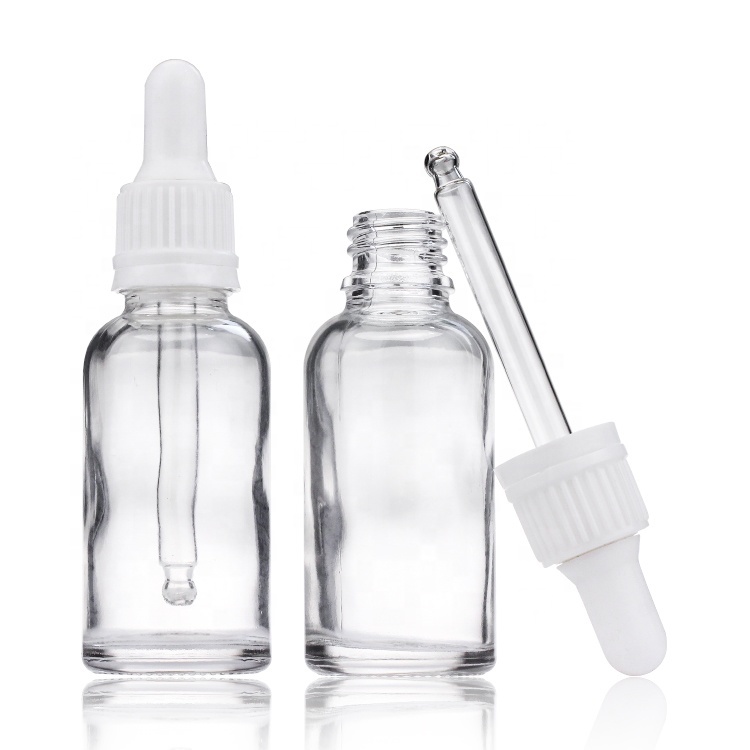 Cosmetic packaging — 1 Oz 30ml Essential Oil Dropper Bottles with Golden Caps Empty Refillable clear Bottle with Glass Eye Droppers (4)