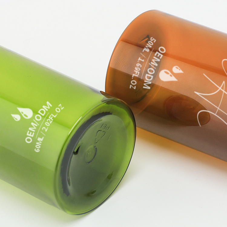 Cosmetic packaging — Flip Cap Lotion Bottle Small Size 50ml 60ml Amber Green PET Plastic Squeeze Bottle with Flip Top Cap (6)