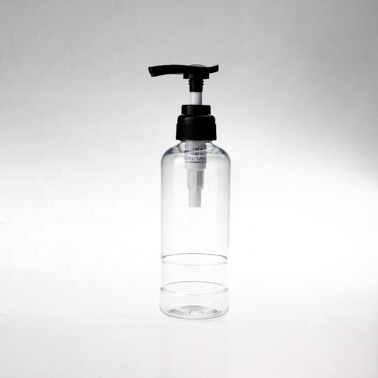 Cosmetic packaging — Special Shape Transparent 240ml Empty Plastic spray bottle  sanitizer bottle with dip pump (2)