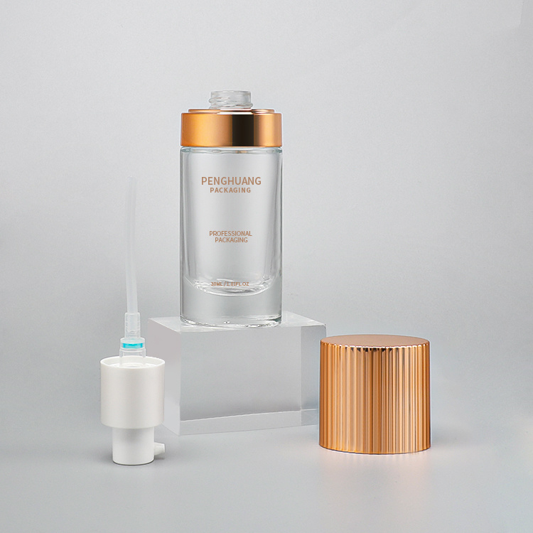 Cosmetic packaging — 30ML 1OZ Empty Refillable Glass Pump Spray Bottle Cream Foundation Make-up Skin Tonic Glass Liquid Foundation Bottle (4)