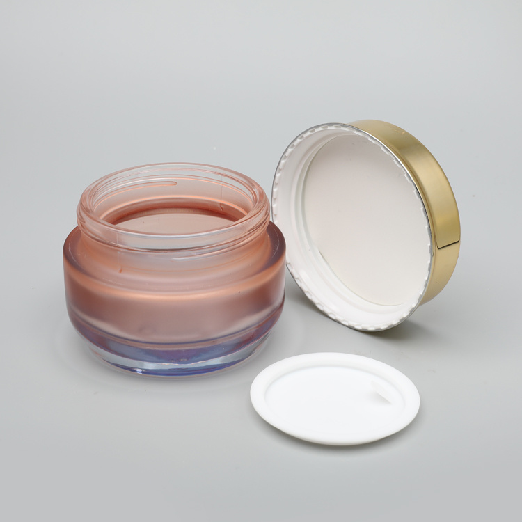 Cosmetic packaging — Private Label Skincare Packaging 30g 50g Round Face Cream Container Gradient Color Cosmetic Whitening Cream Glass Jar (3)