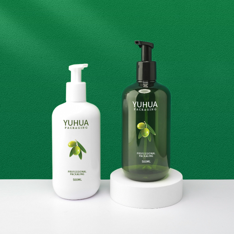 Cosmetic packaging — Recycled Plastic Foaming Cosmetic Containers Green 500ml Plastic Lotion Pump Packaging Hand Soap Foaming Bottle (2)