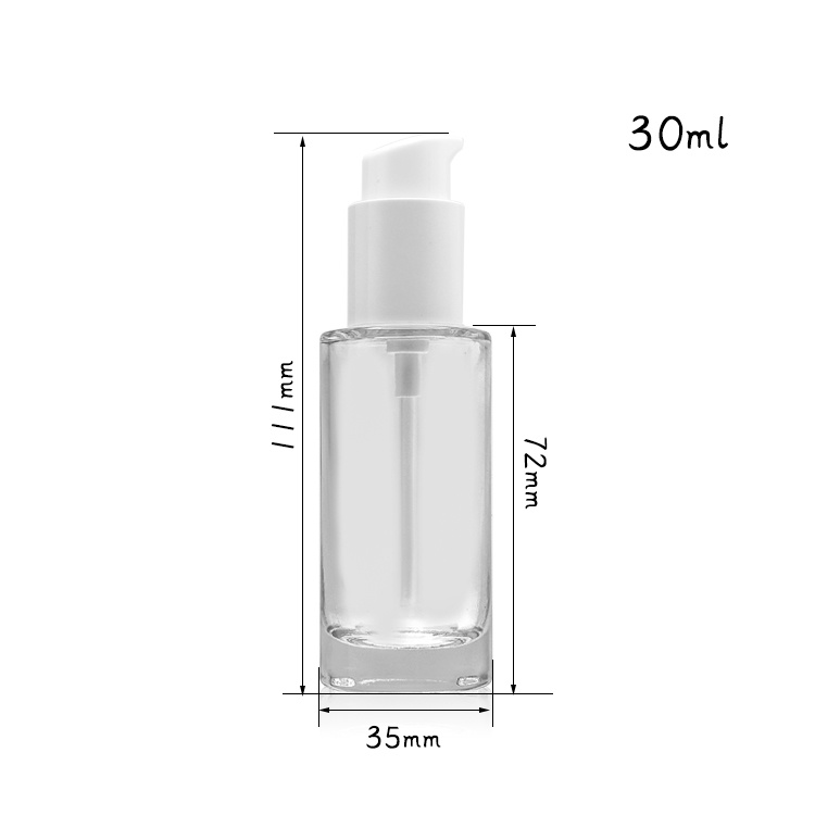 Cosmetic packaging — 30ml Label Cosmetic Packaging Empty Lotion Makeup Base Bottle Transparent Foundation Glass Serum Pump Bottle (5)