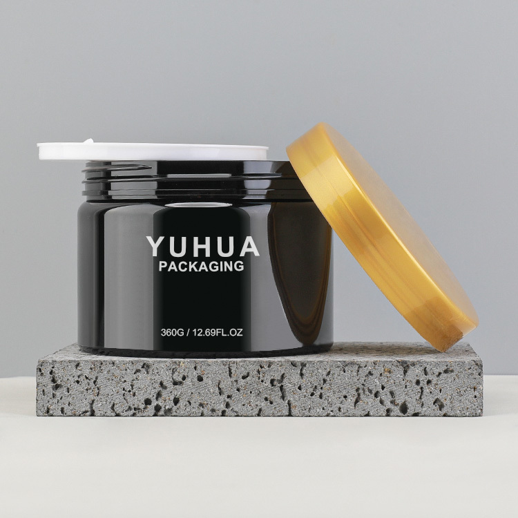 Cosmetic packaging — Wholesale Luxury Cosmetic Containers Jar 360g480g Black Pet Plastic Cosmetic Cream Jar with Plastic Lid (6)