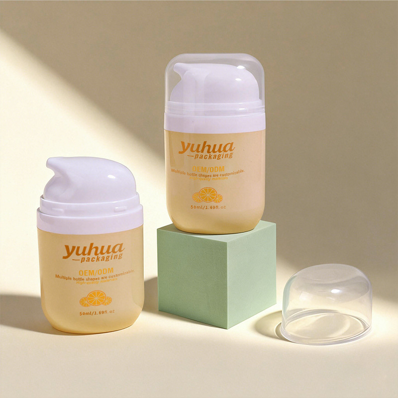 Cosmetic packaging — Customizable Oval Flat PP Plastic Airless Pump Bottle 50ml 100ml Squeeze Vacuum for Lotion BB Cream Sunscreen Skin Care Serum (4)