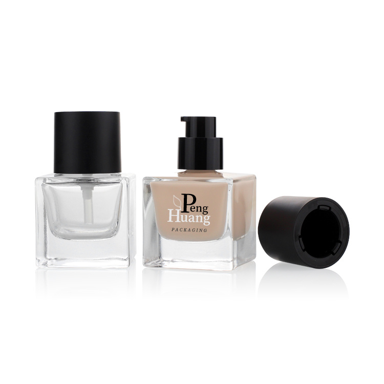 Cosmetic packaging — Luxury Cosmetics Packaging Straight Round 30ml Liquid Foundation Container Glass Bottle with Pump (5)