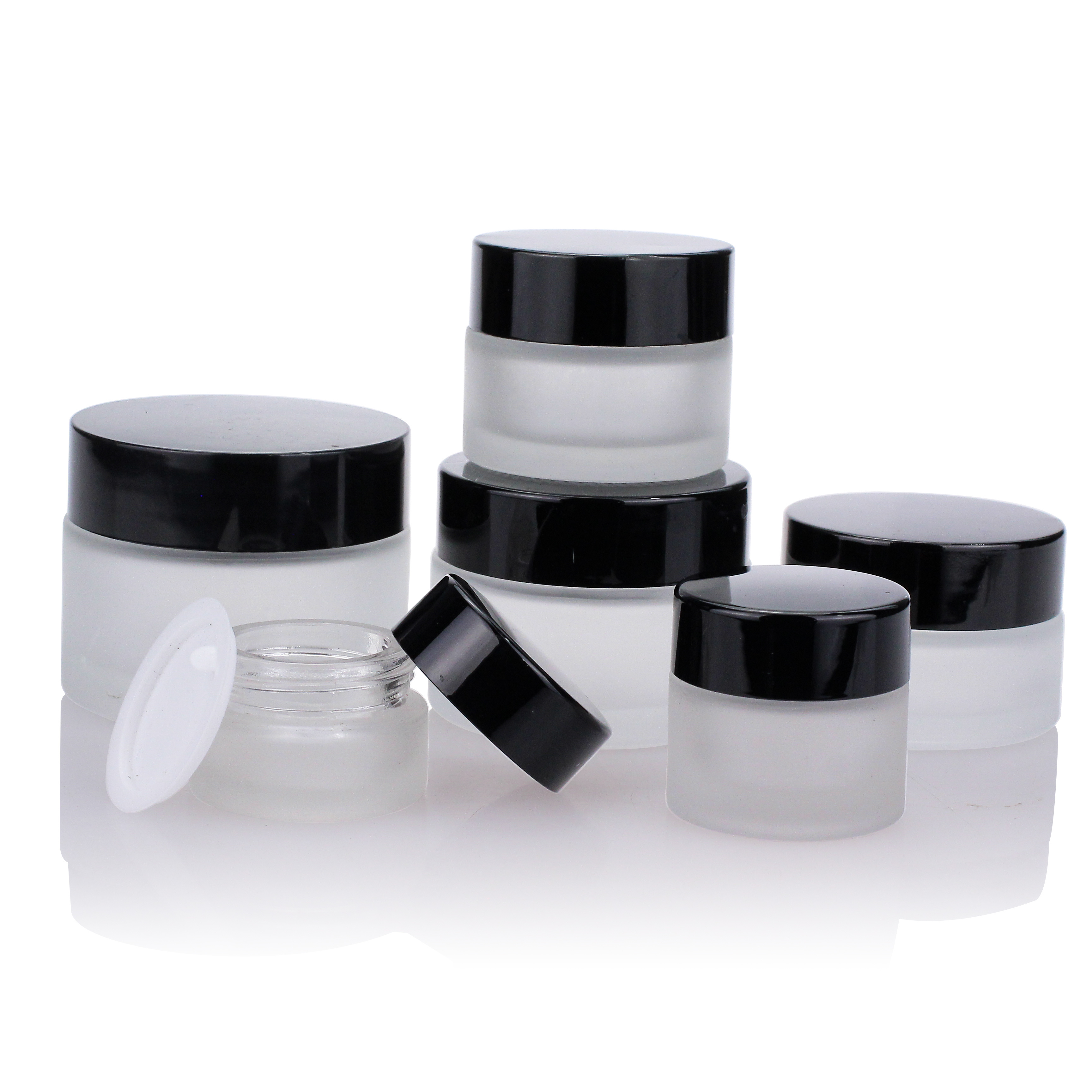 Cosmetic packaging — Clear Face Cream Jar Wide Mouth Round Cosmetic Serum Cream Frosted Glass New Arrival Empty 10g 20g 30g 50g Screw Lid Plastic 150 (2)